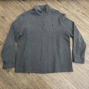 Men Polo Ralph Lauren Gray 1/4 Zip‎ Pullover XLARGE  XL